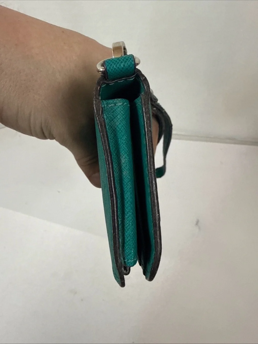 Michael Kors Teal Green Wristlet Wallet with Gold Logo